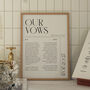 Personalised Wedding Vows Print Anniversary Gift, thumbnail 1 of 8