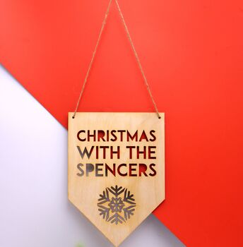 Personalised Christmas Hanging Wooden Sign, 4 of 4