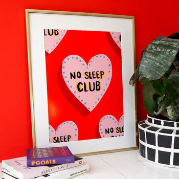 No Sleep Club Pattern Print, Unframed, 3 of 3