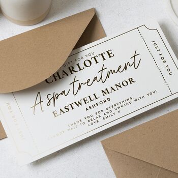 Personalised Gold Foil Spa Day Gift Voucher For Her, 4 of 9
