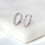 9ct Solid Gold Pave Cz Huggie Hoop Earrings, thumbnail 3 of 7
