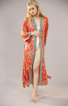 Parisian Rouge Long Dressing Gown Organic Cotton, 8 of 9