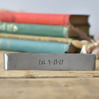 Personalised 11th Anniversary Gift, Steel Scroll Bookmark, 10 of 10