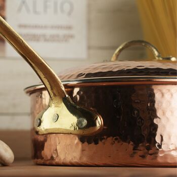Solid Copper Saucepan With Lid, Brass Handles 3000 Ml, 3 of 4