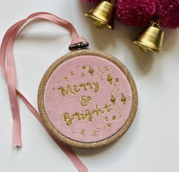 Embroidered Velvet Christmas Bauble Tree Decorations, 7 of 9