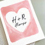Personalised Watercolour Heart Print For Couples, thumbnail 2 of 3