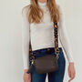 Dark Grey Leather Crossbody Bag And Pink Camo Strap, thumbnail 8 of 9