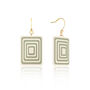 Matching Earrings And Necklace | Cream And Green | Rectangle Set, thumbnail 3 of 10