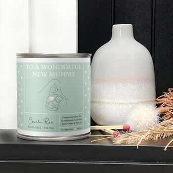 Wonderful New Mum New Baby Candle With Personalised Date And Message, 6 of 9