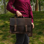 Worn Look Genuine Leather Briefcase Laptop Bag, thumbnail 6 of 9