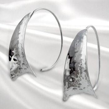 Textured Wedge Earrings In Sterling Silver, 9 of 11
