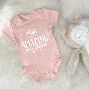 Daddy You're Amazing Happy 1st Father's Day Babygrow, 5 of 11