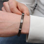 Mens Ruthenium And Gold Plated Double Cable Bracelet, thumbnail 1 of 5