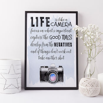 Life Is Like A Camera Inspirational Typography Print, 5 of 10