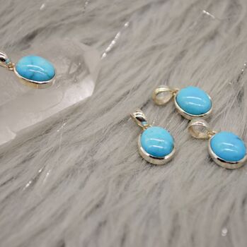 Turquoise Pendant Set In Sterling Silver Necklace, 5 of 10