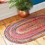 Multicoloured Recycled Jute And Cotton Oval Rug, thumbnail 2 of 5