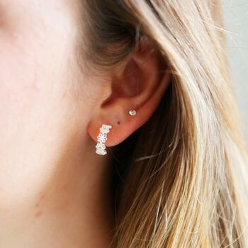 Crystal Daisy Hoop Earrings, 2 of 12