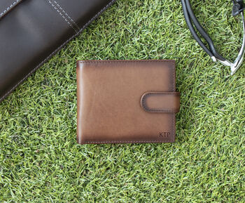 Personalised Brown English Leather Wallet Trifold Mens, 2 of 10
