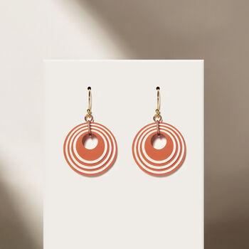 Terracotta And Cream Stripey Circular Earrings, 3 of 6