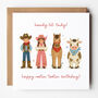 Cowboy And Cowgirl Birthday Card For Her, thumbnail 1 of 3