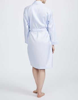 Women's Pearl Blue Herringbone Mid Length Robe, 3 of 5