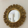 32cm Gold Sunburst Mirror Feather Leaf Decor Distressed Gift, thumbnail 6 of 7