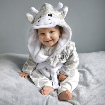 Personalised Soft Baby Giraffe Dressing Gown, 2 of 6