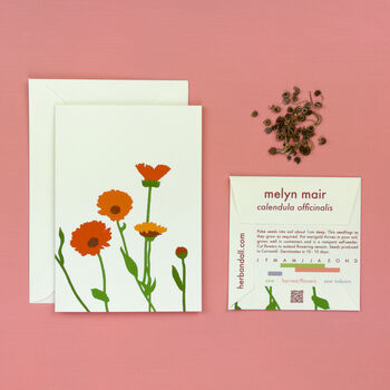 Welsh Pot Marigold Illustrated Card With Seeds, 4 of 6