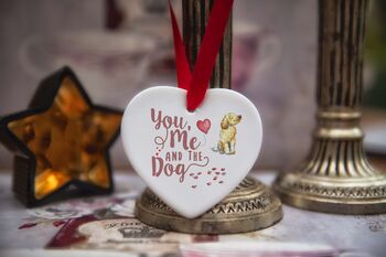 Dog Breed You Me And The Dog Ceramic Heart, 3 of 10