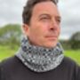 Mens Lambswool Knitted Snood Geometric Pattern, thumbnail 2 of 12