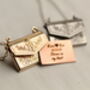 Personalized Engraved Gold Envelope Locket Necklace, thumbnail 4 of 10