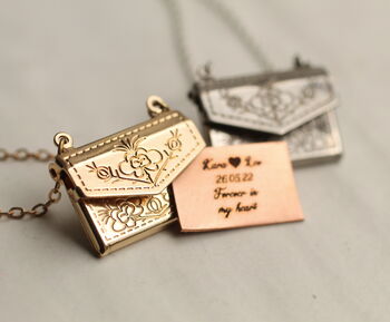 Personalized Engraved Gold Envelope Locket Necklace, 4 of 10