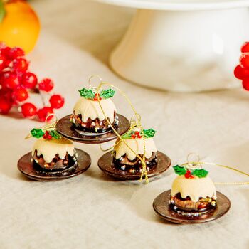 Set Of Two Christmas Pudding Shaped Bauble, 3 of 5