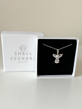 Sterling Silver Filigree Angel Pendant Necklace, 6 of 9