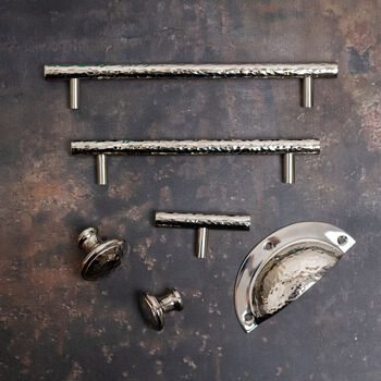 Solid Brass Nickel Hammered Cabinet Pull Handles, 6 of 12