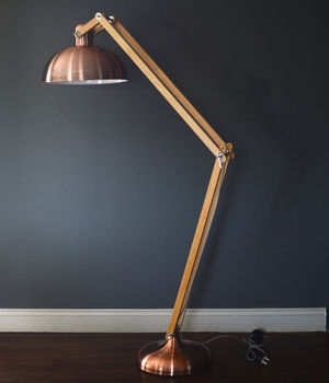 Copper And Wood Floor Lamp, 2 of 3