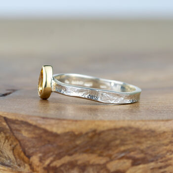 Solid Gold And Silver Citrine Birthstone Alice Ring, 3 of 7