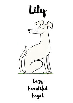 Greyhound Personalised Dog Name And Personality Print, 5 of 5