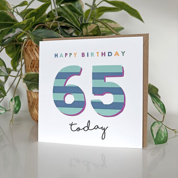 Candy Stripe 65th Birthday Card, 2 of 3