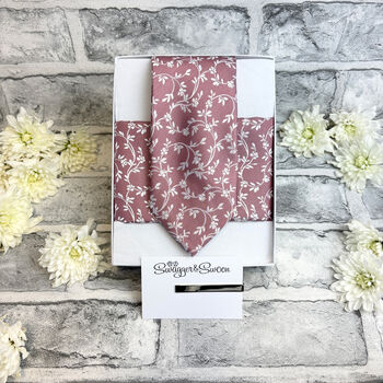 Desert Rose Leaves Wedding Tie Set, 5 of 6