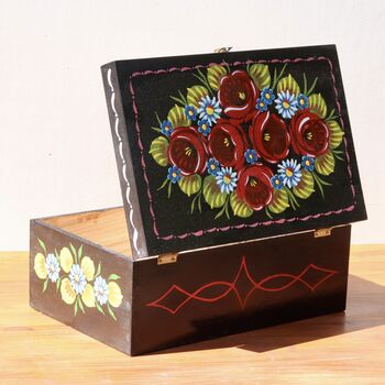 Decorative Canal Roses Painted Wooden Box, 4 of 11
