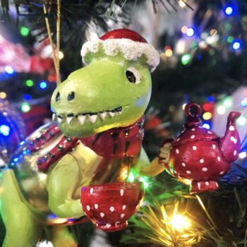 Tea Rex Glass Christmas Bauble, 3 of 6