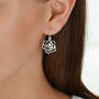 Sterling Silver Dangly Filigree Rose Earrings, thumbnail 2 of 6