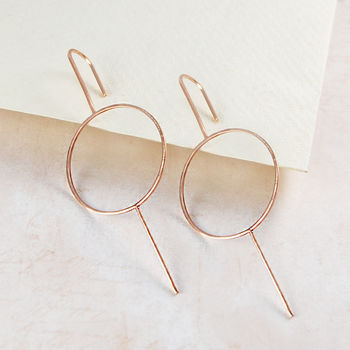 Rose Gold Plated Silver Circle Ear Climber Earrings, 2 of 7
