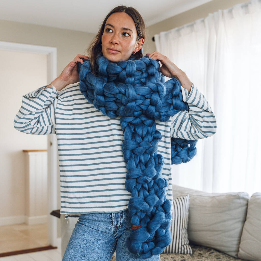 Modern Knit Scarf, Chunky Knit Scarves, Lenny Scarf, Extra Large Wool Scarf,  THE ROYAL CLASSIC 