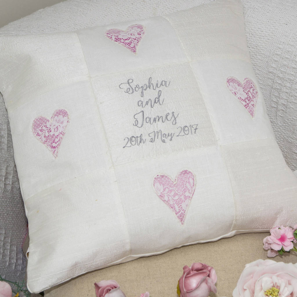 silk wedding cushion by tuppenny house designs