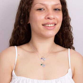 Personalised Sterling Silver May Birthstone Emerald Pendant Necklace, 2 of 9