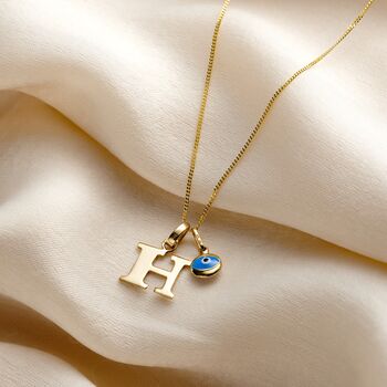 9ct Gold Talisman And Letter Charm Necklace, 2 of 9