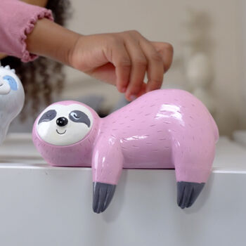 Pink Or Grey Sloth Money Box, 2 of 12
