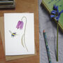 Fritillary And Bee Any Occasion Greetings Card, thumbnail 2 of 8